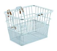 Retrospec Apollo Detachable Front Bike Basket Steel Half-Mesh with Integrated Detachable Hooks and Built-in Handle, Easy Assembly and Portability for Bicycles