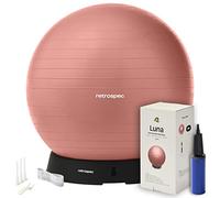 Retrospec Luna - Palla da yoga da 55, 65 o 75 cm, per allenamento, stabilità, gravidanza, con pompa e base, per ufficio e palestra a casa