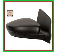 Retrovisore Destro A Cavi-Nero-Con Fanale-Convesso-Cromato-Connettore Quadrato-1