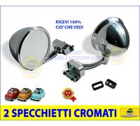 RETROVISORI CROMATI SPECCHIETTI PER FIAT 500 EPOCA DAL 1957 IN POI KIT 2 PEZZI