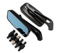 Retrovisori laterali Specchietti Laterali Universali Per Manubrio CNC Lenti In Vetro 2 Pezzi Specchietti Rettangolari Per Moto Neri Fumo E Blu - 8 Mm 10 Mm(MS-2066-Black)