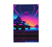 Retrowave - Bandiera con immagini da 6 x 90 cm, stile striscione, resistente e durevole, per esterni e interni (palo non incluso)