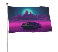 Retrowave - Bandiera decorativa da giardino, 119,4 x 177,8 cm, stampa su entrambi i lati, non sbiadisce, con occhielli in ottone, sfondo fotografico da appendere, per interni ed esterni, decorazione