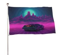 Retrowave - Bandiera decorativa da giardino, 61 x 88,9 cm, stampa su entrambi i lati, non sbiadisce, con occhielli in ottone, sfondo fotografico da appendere, per interni ed esterni, decorazione per