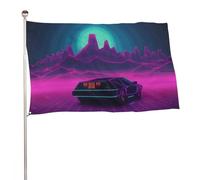 Retrowave - Bandiera decorativa da giardino, 88,9 x 149,9 cm, stampa su entrambi i lati, non sbiadisce, con occhielli in ottone, sfondo fotografico da appendere, per interni ed esterni, decorazione