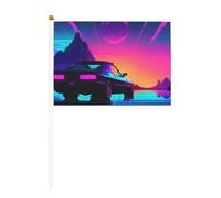 Retrowave - Bandiere palmari, 6 confezioni e 10 pezzi, striscioni su bastone, piccole bandiere per sfilate, feste, bar, compleanni