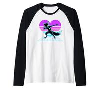 Retrowave Cuore Volpe Che Fa Il Dab Volpi Maglia con Maniche Raglan