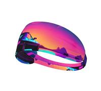 Retrowave - Fascia elastica per esercizi con stampa di immagini, regolabile, ideale per yoga, escursionismo, esercizio