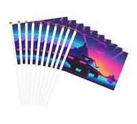 Retrowave immagini Stampa Convenienza Bandiera Palmare Versatile Bandiere Pole Feste Parate Decorazioni Vacanze
