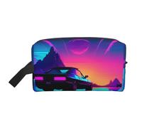 Retrowave - Trousse da viaggio con stampa di immagini, beauty case, per uomini e donne, per viaggi, palestra, uso quotidiano