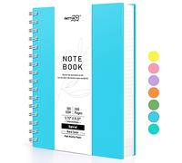 RETTACY Blocco note formato A5, quaderni a spirale, 300 fogli/150 pagine per scrivere, 100 g/m², carta a righe universitarie, copertina rigida in PVC, 14,5 x 21 cm, colore: blu