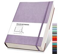 RETTACY Quaderno a Righe A4 Diario/Quaderno Spesso Formato College - Extra Large Con Copertina Morbida, 320 Pagine, Con 2 Note Adesive Gratuite, Tasca Interna, Similpelle, 21,5 x 27,9 cm - Viola