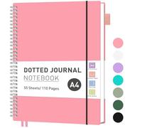 RETTACY Quaderno A4 a pois, Bullet Dot Journal, Blocco leggero da college, 55 fogli / 110 pagine per scrivere, 100gsm, copertina in PVC, per donne uomini lavoro ufficio, 21,5 x 27,9 cm - Rosa