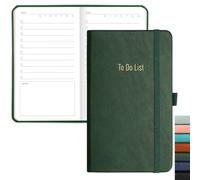 RETTACY Quaderno Lista delle Cose da Fare - Agenda Tascabile Lista delle Cose da Fare NotePad con 192 Pagine, Portapenne, Tasca Posteriore, per Donne Uomini Lavoro Ufficio Viaggi 9,4 x 16,8cm - Verde