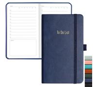 RETTACY Quaderno Lista delle Cose da Fare - Agenda Tascabile Lista delle Cose da Fare NotePad con 192 Pagine, Portapenne, Tasca Posteriore, per Donne Uomini Lavoro Ufficio Viaggi 9,4 x 16,8 cm - Blu