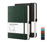 RETTACY - Taccuino a righe, formato A5, confezione da 2 pezzi, copertina rigida con divisore per appunti adesivi, 384 pagine numerate a righe, carta da 100 g/m², tasca portapenne, 14.8 x 21.3 cm