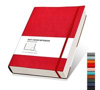 RETTACY Taccuino a righe universitario, 320 pagine numerate, grande, formato B5, a righe, 100 g/m², copertina morbida in similpelle, per donne e uomini, per lavoro, scuola, 19 x 25 cm, rosso