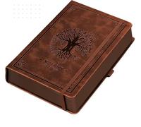 RETTACY Taccuino A5 a pois, in pelle, con copertina rigida, 320 pagine, motivo: Bullet Dot Grid Journal, carta da 100 g/mq, tasca interna per Bullet Journaling/schizzi, 14,5 x 21 cm, marrone