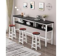 Rettangolare Black Bar Table High Coffee & Breakfast Table for Small Spaces Metal Frame Available in 100/120/140/160/180x30/40cm Perfect for Kitchen & Living Room
