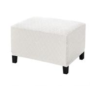 Rettangolare Copri Pouf,Universale Lavabile Copri Poggiapiedi con Fondo Elastico,Fodera per Poggiapiedi Elasticizzata Antiscivolo Protezione Mobili per Soggiorno(White)