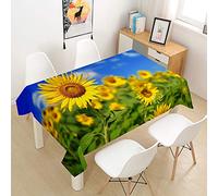 Rettangolare Tovaglia in Poliestere, Treers Copritavolo Lavabile Impermeabile Antipolvere Tovaglia con 3D Girasole Stampa per Cucina Giardino Festa Picnic Decorazione Tavolo (Primavera,100x140cm)