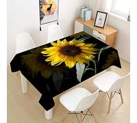 Rettangolare Tovaglia in Poliestere, Treers Copritavolo Lavabile Impermeabile Antipolvere Tovaglia con 3D Girasole Stampa per Cucina Giardino Festa Picnic Decorazione Tavolo (Piacevole,140x180cm)
