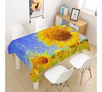 Rettangolare Tovaglia in Poliestere, Treers Copritavolo Lavabile Impermeabile Antipolvere Tovaglia con 3D Girasole Stampa per Cucina Giardino Festa Picnic Decorazione Tavolo (Luce del Sole,140x160cm)