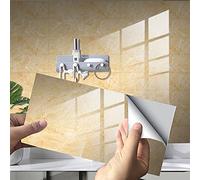 Rettangolo Adesivi per Piastrelle da Cucina, Hiser 3D Marmo Stampa Mosaico Impermeabile Adesivo da Parete Formato Autoadesivo Decorativo per Bagno Decorazioni, 30x15cm (Giallo,4Pezzi)