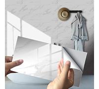 Rettangolo Adesivi per Piastrelle da Cucina, Hiser 3D Marmo Stampa Mosaico Impermeabile Adesivo da Parete Formato Autoadesivo Decorativo per Bagno Decorazioni, 30x15cm (Grigio,4Pezzi)