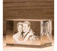 Rettangolo di Cristallo Personalizzato con Foto - Incisione 3D a Laser - Idea Regalo Personalizzabile con Fotografia e Scritta per Famiglia, Festa della Mamma, del Papà, Fidanzati - R90 9x6x6 cm