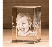 Rettangolo di Cristallo Personalizzato con Foto - Incisione 3D a Laser - Idea Regalo Personalizzabile con Fotografia e Scritta per Famiglia, Festa del Papà, della Mamma, Fidanzati - R60 6x4x4 cm