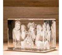 Rettangolo di Cristallo Personalizzato con Foto - Incisione 3D a Laser - Idea Regalo Personalizzabile con Fotografia e Scritta per Famiglia, Festa della Mamma, del Papà - R130 13x10x9 cm