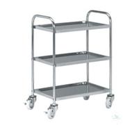 Rettberg® Carrello da trasporto in acciaio inox con 4 ruote girevoli Ø 125 mm e 3 ripiani