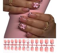 Rettifica Coperture Complete Da Incollare Sulle Unghie Motivo Leopardo Pizzo Francese Breve Spremere Le Unghie Finte Unghie Artificiali Accessori Manicure