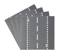Feleph Rettilineo Piastra Base Stradale Città Kit Costruzione 10 Pollice x 10 Pollice Piastra Base per Mattoni da Costruzione Compatibile con Tutte Le Marche Principali(4 Pezzi)