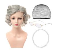 RETUOLWAG 100 Days Of School Cosplay Costumi Set Bambini Vecchia Signora Costume Accessorys Perle Collana Occhiali Orecchini Stampelle Regali