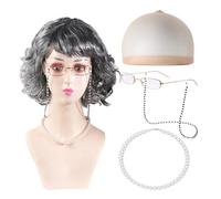 RETUOLWAG 100 Days Of School Cosplay Costumi Set Bambini Vecchia Signora Costume Accessorys Perle Collana Occhiali Orecchini Stampelle Regali