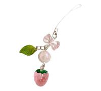 RETUOLWAG Charm per telefono a forma di foglia di fragola, accessorio per telefono alla moda