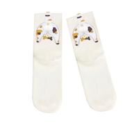 RETUOLWAG Divertenti gatti Fuzzy Eggs modello polpaccio calzini elastici a costine polsini in tessuto traspirante polpaccio per scarpe da ginnastica abiti quotidiani elastici per le signore, Tre fiori