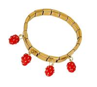 RETUOLWAG Manette regolabili alla moda in acciaio inox con accento fragola e ciliegia, adatte per uscite casual, abbigliamento casual da polso, Misura unica, come descritto