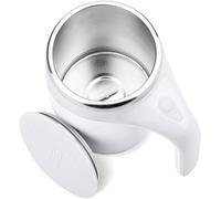 RETZLA Tazza da caffè auto-mescolante, con coperchio, per caffè, tè, latte e cioccolata calda, 380 ml, in acciaio inox, funzionamento a batteria (non inclusa)