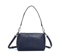 REUEHDS Genuine leather ladies' shoulder bag, casual and simple cross-body handbag, crocodile pattern small retro single-shoulder ba(Black)