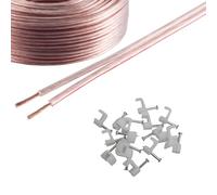 Reulin - Cavo altoparlante lungo 10 m, 10 m, per impianto stereo domestico/audio auto, 0,75 mm², 24 x 0,2 CCA (trasparente, 10 metri)