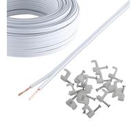 Reulin - Cavo altoparlante lungo 10 m, 10 m, per impianto stereo domestico/audio auto, 0,75 mm², 24 x 0,2 CCA (bianco, 10 metri)