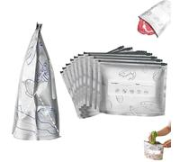 Reusable Aluminum Foil Freezer Bags, 10 Pack Eco-Friendly Stand-Up Vacuum Zipper Pouches with Label and Zip for Food Preservation (M * 10pcs)