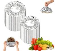 Reusable Aluminum Foil Insulation Cover, Elastic Foil Food Covers for Kitchen, Heat-Retaining Aluminium Food Covers, Adjustable Tin Foil Bowl Covers for Fresh Keeping (100 Pcs)