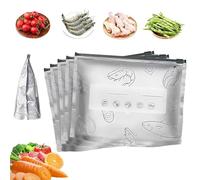 Reusable Aluminum Foil Sealable Storage Bags, Durable, Leakproof Reusable, Vacuum Zipper Pouches with Label and Zip Lock, Stand Up Foil Sealable Bags for Vegetable Fruit Meat (#30PCS,M)