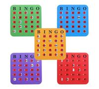Reusable Bingo Game Cards (5 Pack) | Paper, 17x17.4cm, 200g | Sliding Window Blinds For Logic Thinking | Lottery Cards For 2 Players