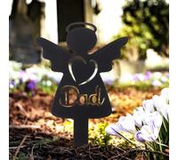 Reusable Black Iron Metal Angel Stake Garden Grave Cemetery Marker
