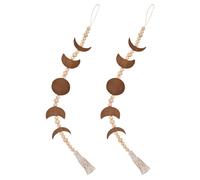 Reusable Brown Wooden Moon Phase Wall Pendant Hanging Decor for Room